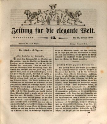 Zeitung für die elegante Welt Samstag 29. Februar 1840