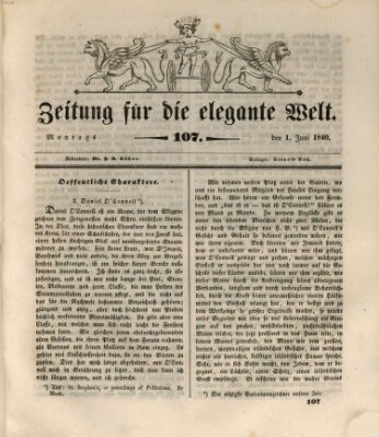 Zeitung für die elegante Welt Montag 1. Juni 1840