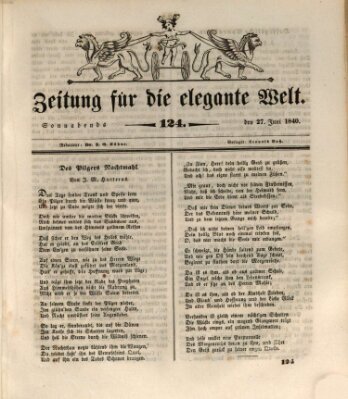 Zeitung für die elegante Welt Samstag 27. Juni 1840