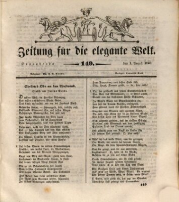 Zeitung für die elegante Welt Samstag 1. August 1840