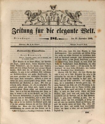 Zeitung für die elegante Welt Dienstag 15. September 1840