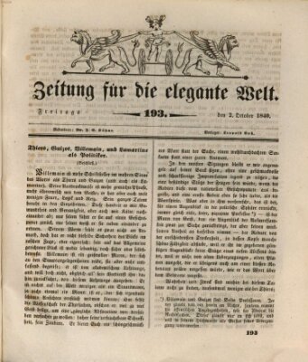 Zeitung für die elegante Welt Freitag 2. Oktober 1840