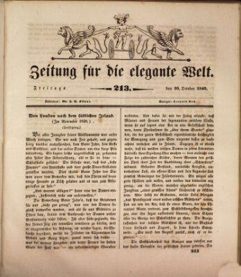 Zeitung für die elegante Welt Freitag 30. Oktober 1840