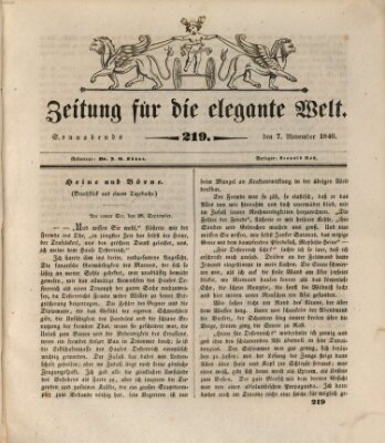 Zeitung für die elegante Welt Samstag 7. November 1840