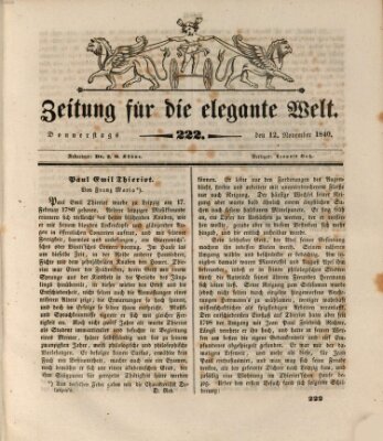 Zeitung für die elegante Welt Donnerstag 12. November 1840