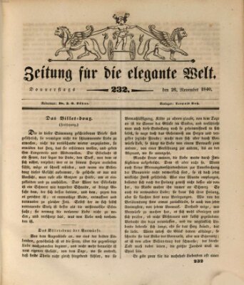 Zeitung für die elegante Welt Donnerstag 26. November 1840