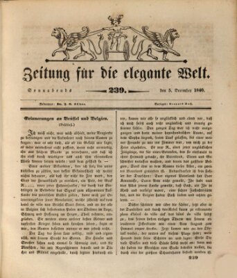 Zeitung für die elegante Welt Samstag 5. Dezember 1840