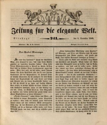 Zeitung für die elegante Welt Dienstag 8. Dezember 1840