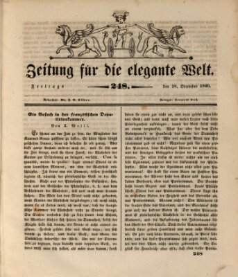 Zeitung für die elegante Welt Freitag 18. Dezember 1840