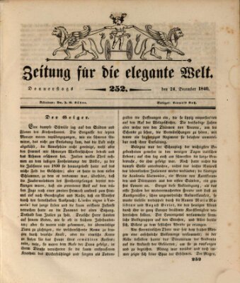 Zeitung für die elegante Welt Donnerstag 24. Dezember 1840