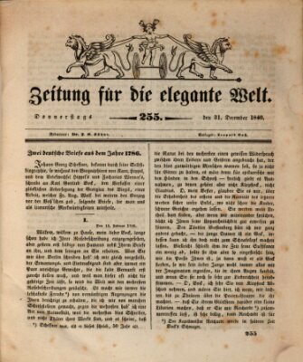 Zeitung für die elegante Welt Donnerstag 31. Dezember 1840