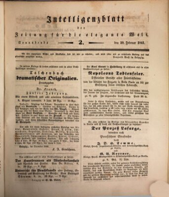 Zeitung für die elegante Welt Samstag 20. Februar 1841