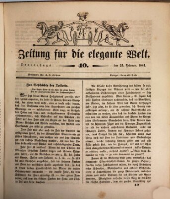 Zeitung für die elegante Welt Donnerstag 25. Februar 1841