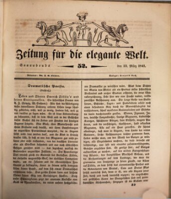 Zeitung für die elegante Welt Samstag 13. März 1841