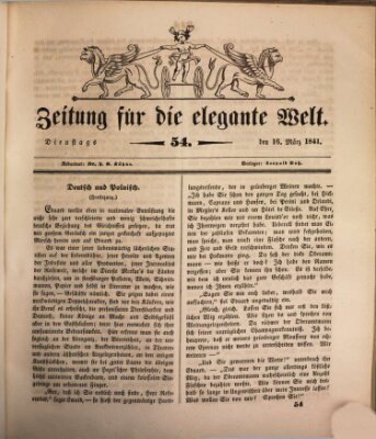 Zeitung für die elegante Welt Dienstag 16. März 1841