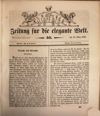 Zeitung für die elegante Welt Donnerstag 18. März 1841