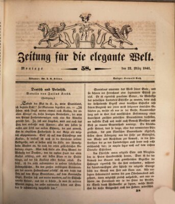 Zeitung für die elegante Welt Montag 22. März 1841