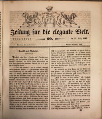 Zeitung für die elegante Welt Donnerstag 25. März 1841