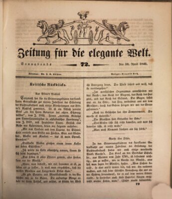 Zeitung für die elegante Welt Samstag 10. April 1841