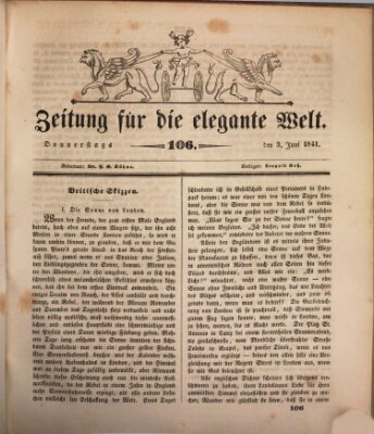 Zeitung für die elegante Welt Donnerstag 3. Juni 1841