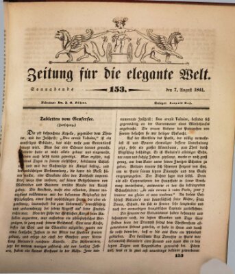 Zeitung für die elegante Welt Samstag 7. August 1841