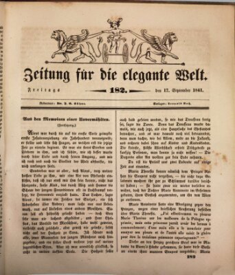 Zeitung für die elegante Welt Freitag 17. September 1841