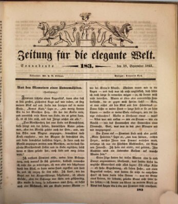 Zeitung für die elegante Welt Samstag 18. September 1841