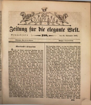 Zeitung für die elegante Welt Samstag 25. September 1841