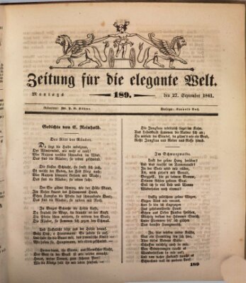 Zeitung für die elegante Welt Montag 27. September 1841