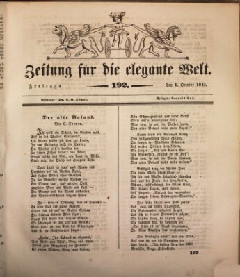 Zeitung für die elegante Welt Freitag 1. Oktober 1841