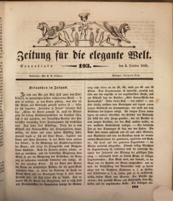 Zeitung für die elegante Welt Samstag 2. Oktober 1841