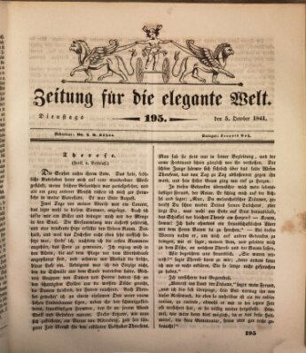 Zeitung für die elegante Welt Dienstag 5. Oktober 1841