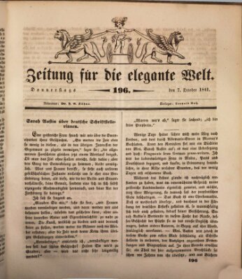 Zeitung für die elegante Welt Donnerstag 7. Oktober 1841