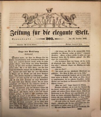 Zeitung für die elegante Welt Samstag 16. Oktober 1841