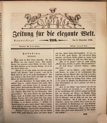 Zeitung für die elegante Welt Donnerstag 4. November 1841