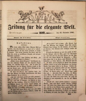 Zeitung für die elegante Welt Freitag 19. November 1841