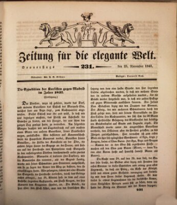 Zeitung für die elegante Welt Donnerstag 25. November 1841