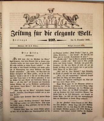 Zeitung für die elegante Welt Freitag 3. Dezember 1841