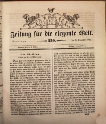 Zeitung für die elegante Welt Montag 6. Dezember 1841