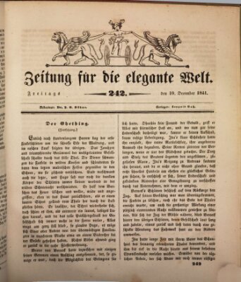 Zeitung für die elegante Welt Freitag 10. Dezember 1841