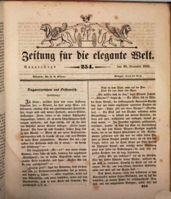 Zeitung für die elegante Welt Donnerstag 30. Dezember 1841