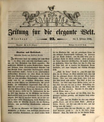 Zeitung für die elegante Welt Dienstag 1. Februar 1842