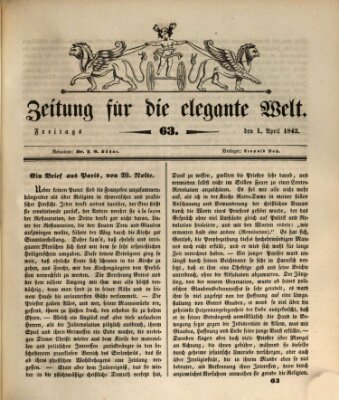 Zeitung für die elegante Welt Freitag 1. April 1842