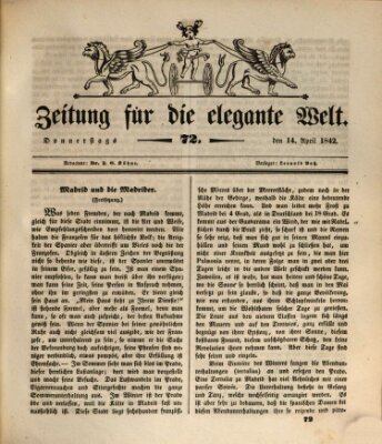 Zeitung für die elegante Welt Donnerstag 14. April 1842