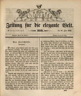 Zeitung für die elegante Welt Donnerstag 16. Juni 1842