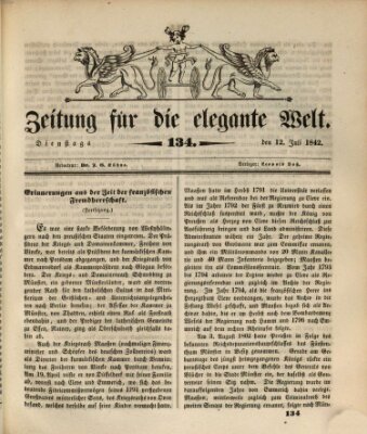 Zeitung für die elegante Welt Dienstag 12. Juli 1842