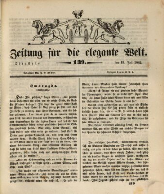 Zeitung für die elegante Welt Dienstag 19. Juli 1842