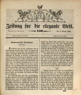 Zeitung für die elegante Welt Donnerstag 4. August 1842