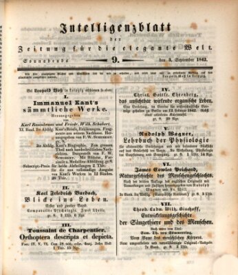 Zeitung für die elegante Welt Samstag 3. September 1842