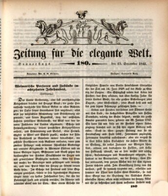 Zeitung für die elegante Welt Donnerstag 15. September 1842